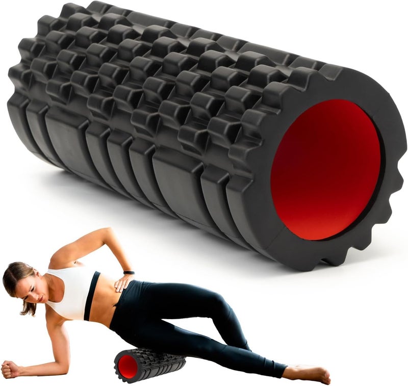 Krightlink Foam Roller for Deep Tissue Massager, 13" High Density Exercise Patented Roller for Muscle Massage and Myofascial Trigger Point Release Back Roller for Fitness, Yoga and Pilates (Black) - Image 1